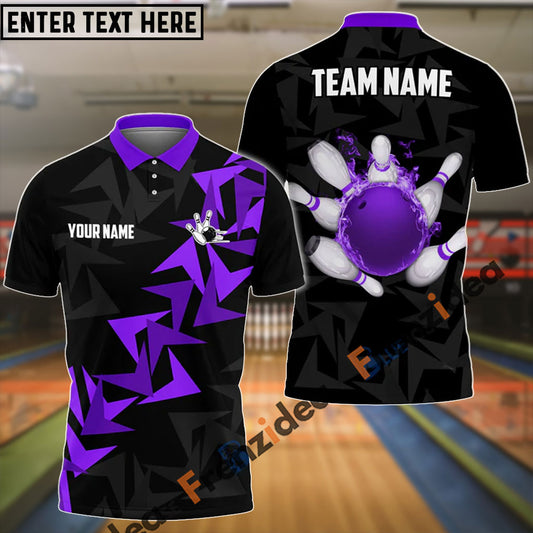 Frenzidea Bowling And Pins Fallen Leaves Pattern Customized Name 3D Shirt (4 Colors)