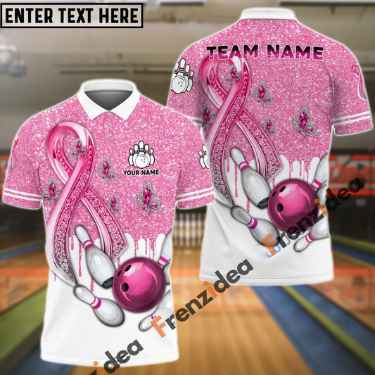 frenzidea Bowling And Pins Awareness Edition Customized Name 3D Shirt (4 Colors)