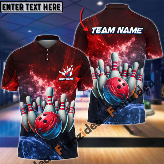 Frenzidea Bowling And Pins Light Crash Customized Name 3D Shirt (4 Colors)