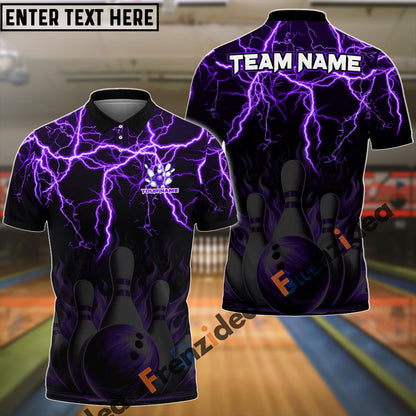 Frenzidea Bowling And Pins Thunder Storm Pattern Customized Name 3D Shirt (4 Colors)