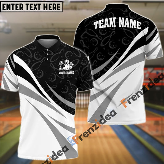 frenzideas Bowling Ribbon White Pattern Customized Name, Team Name 3D Shirt