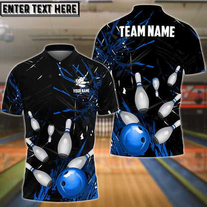 Frenzideas Bowling And Pins Break Glass Pattern Customized Name 3D Shirt (5 Colors)