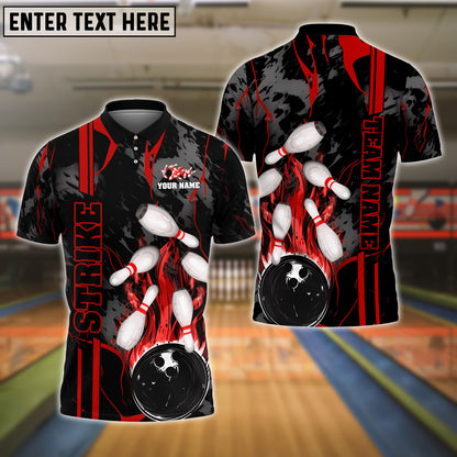 Frenzideas Bowling And Pins Strike The Blood Multicolor Customized Name 3D Shirt ( 4 Colors )