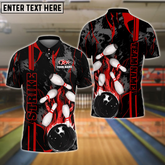Frenzideas Bowling And Pins Strike The Blood Multicolor Customized Name 3D Shirt ( 4 Colors )