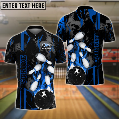 Frenzideas Bowling And Pins Strike The Blood Multicolor Customized Name 3D Shirt ( 4 Colors )