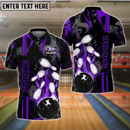 Frenzideas Bowling And Pins Strike The Blood Multicolor Customized Name 3D Shirt ( 4 Colors )