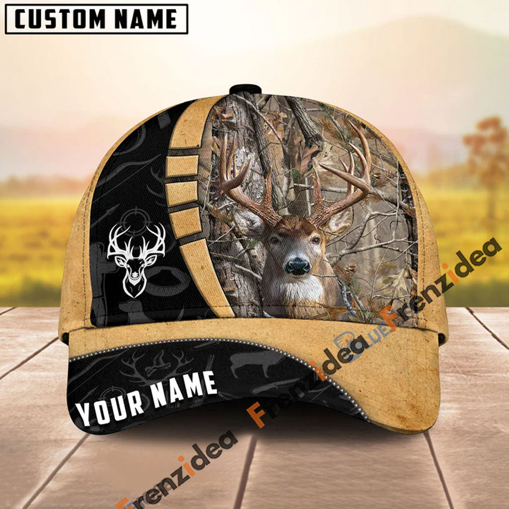 Frenzidea Deer Hunting Black & Yellow Personalized Cap