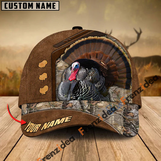 Frenzidea Turkey Hunting Premium Brown Pattern Personalized Name Cap