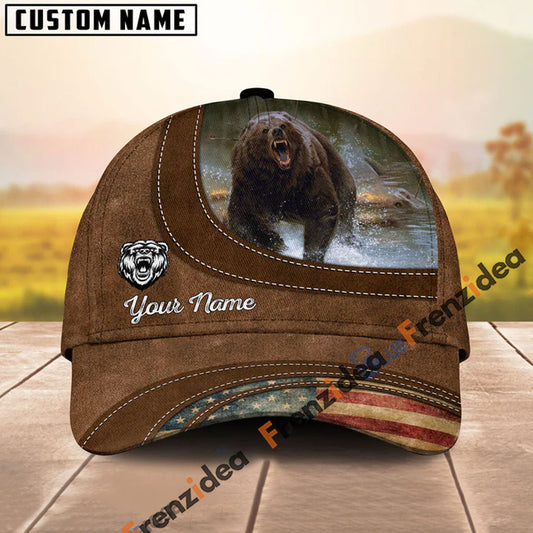 Frenzidea Bear Hunting Leather Pattern Personalized Cap