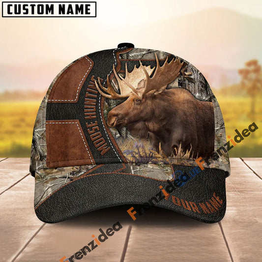 Frenzidea Moose Hunting Leather Pattern Personalized Cap
