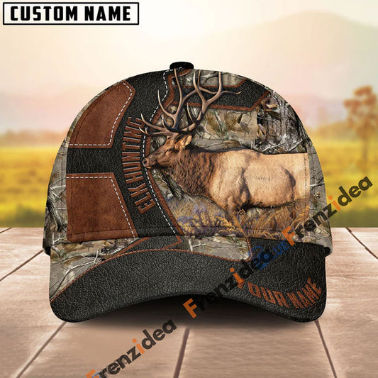 Frenzidea Elk Hunting Leather Pattern Personalized Cap