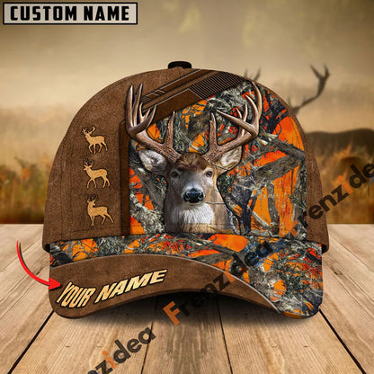 Frenzidea Deer Hunting Premium Brown Pattern Personalized Name Cap