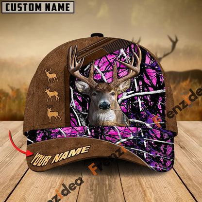 Frenzidea Deer Hunting Premium Brown Pattern Personalized Name Cap