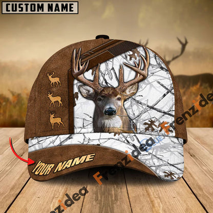 Frenzidea Deer Hunting Premium Brown Pattern Personalized Name Cap