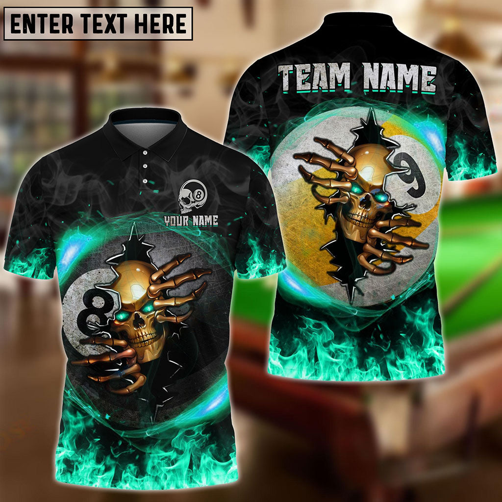 Frenzidea Billiards Ball 8 And 9 Fire Skull Crack Personalized Name, Team Name Unisex Shirt ( 6 Colors )