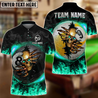 Frenzidea Billiards Ball 8 And 9 Fire Skull Crack Personalized Name, Team Name Unisex Shirt ( 6 Colors )