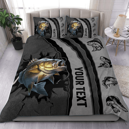 Frenzidea Bass Fishing Broken Pattern Personalized Bedding Set