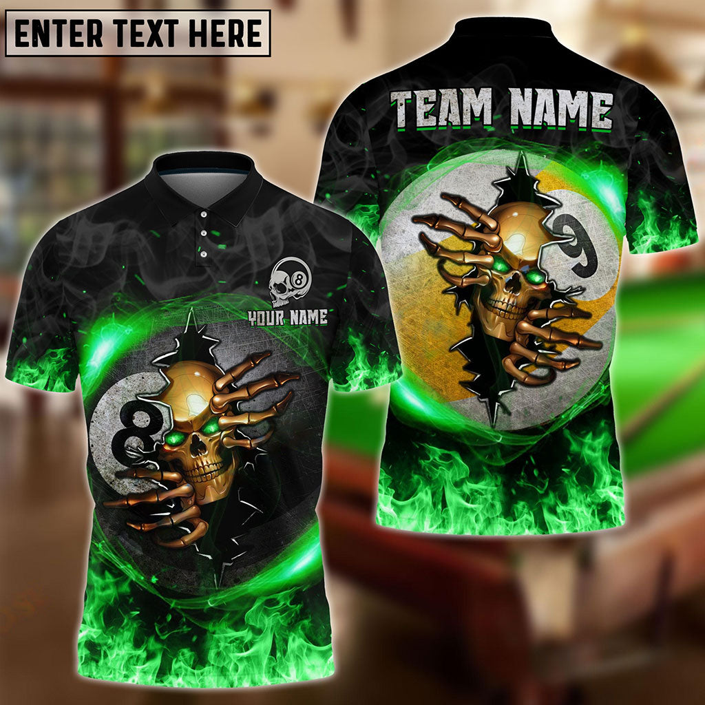 Frenzidea Billiards Ball 8 And 9 Fire Skull Crack Personalized Name, Team Name Unisex Shirt ( 6 Colors )