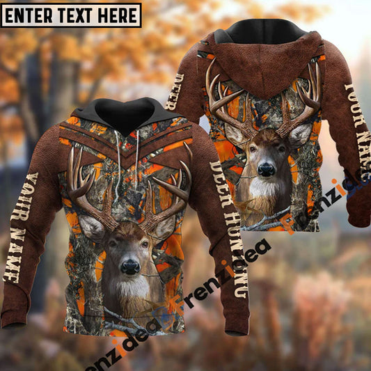 frenzidea Customized Name Deer Hunting Orange Pattern 3D Shirts
