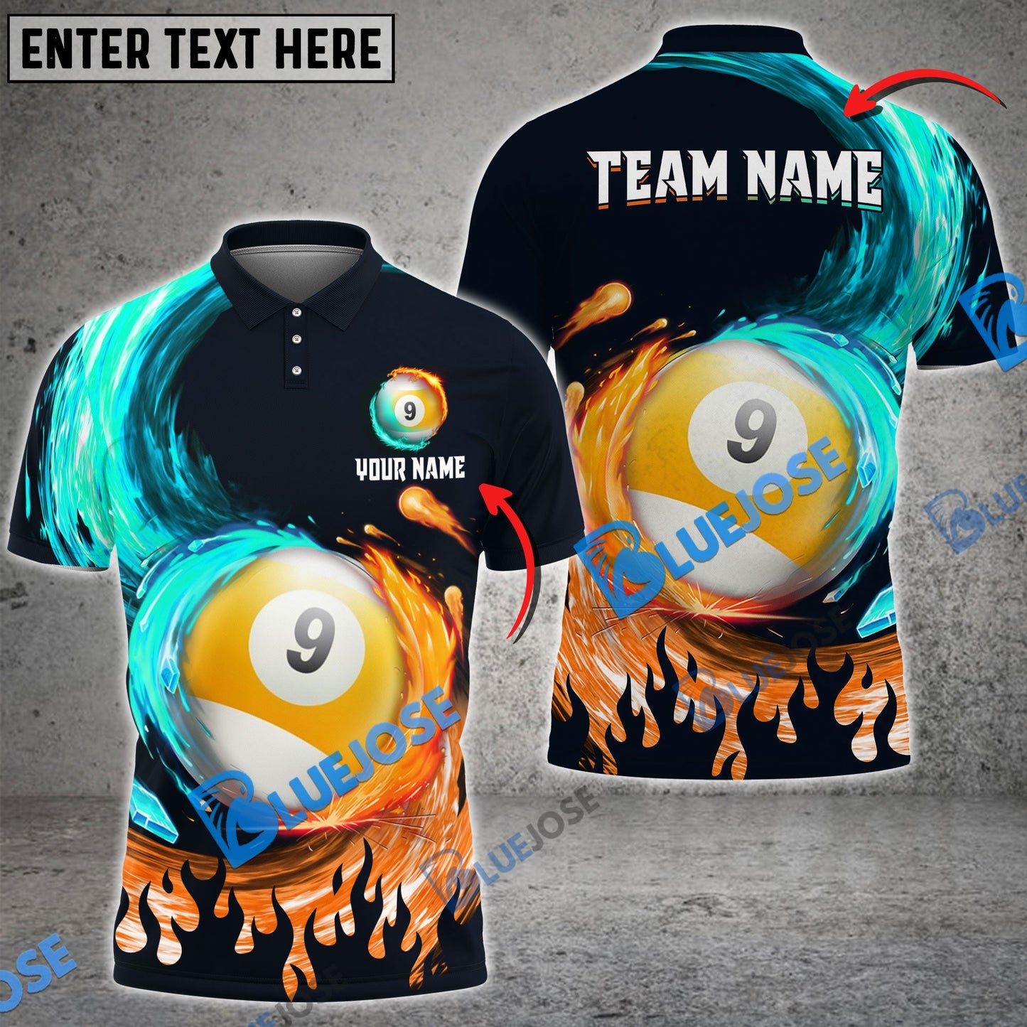 Frenzidea Billiards Ball 9 Spinning Paint Personalized Name, Team Name Unisex Shirt ( 4 Colors )