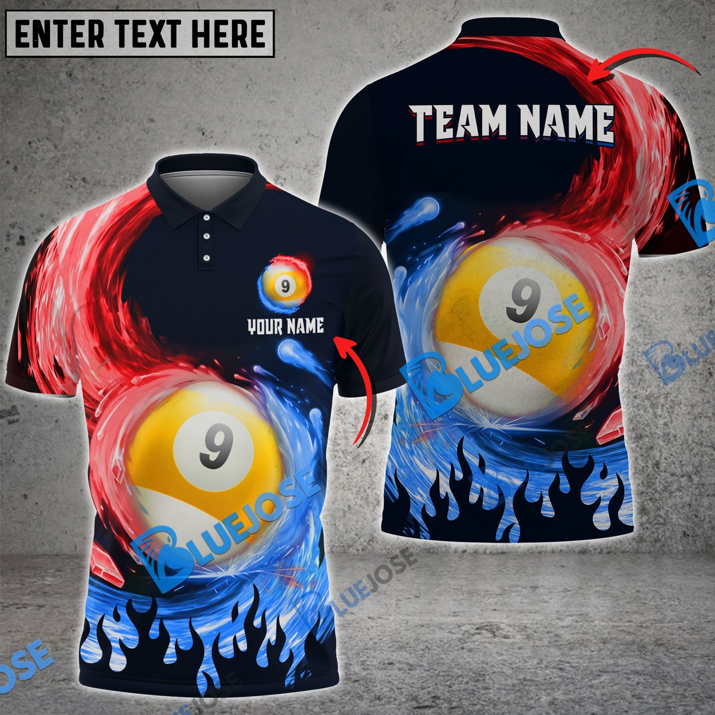 Frenzidea Billiards Ball 9 Spinning Paint Personalized Name, Team Name Unisex Shirt ( 4 Colors )