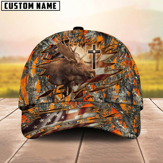 Frenzidea Cross And Moose Hunting Personalized Cap