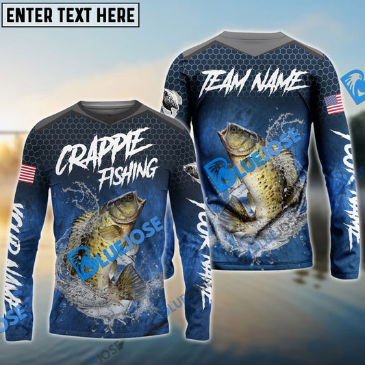 Frenzidea Crappie Fishing Dark Blue American Sport Custom Name & Team Name 3D Shirts