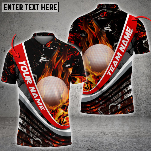 Frenzideas Golf Flaming Magma Multicolor Customized Name 3D Shirt (4 Colors)