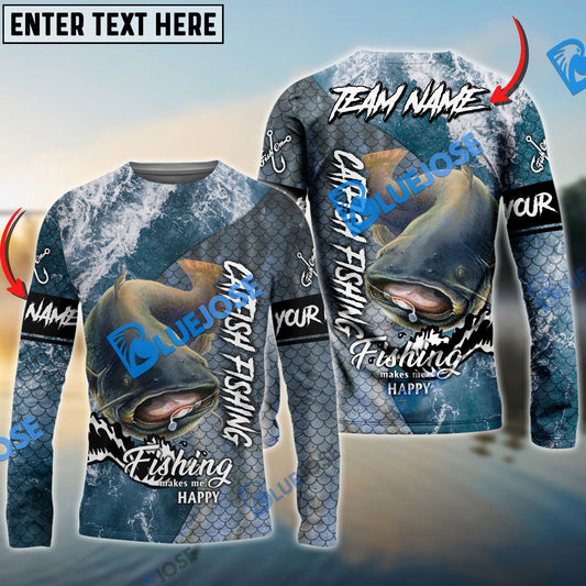 Frenzidea Catfish Fishing Skin Seawave Custom Name & Team Name 3D Shirts