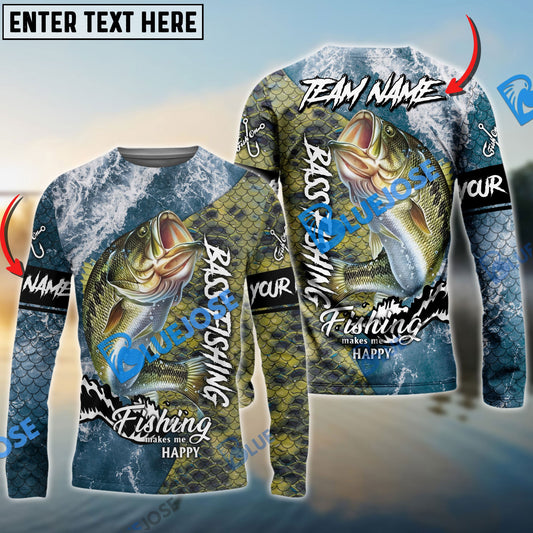 Frenzidea Bass Fishing Skin Seawave Custom Name & Team Name 3D Shirts