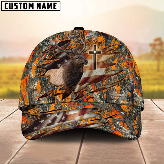 Frenzidea Cross And Elk Hunting Personalized Cap