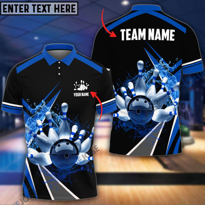Frenzideas Water Bowling and Pins Layer Personalized Name and Team Name 3D Shirt (4 Colors)