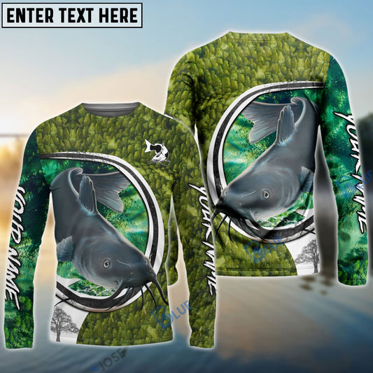 Frenzidea Catfish Fishing Hook Green Custom Long Sleeves Fishing Shirt