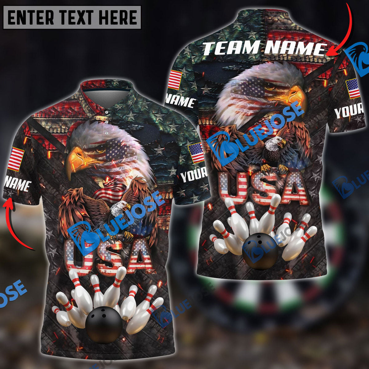 Frenzideas Bowling Eagle The Pride Of America Customized Name, Team Name 3D Shirt