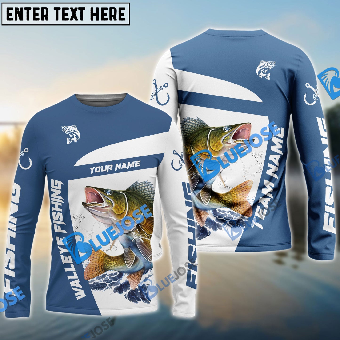 Frenzidea Walleye Fishing Light Navy Sport Custom Name & Team Name 3D Shirts