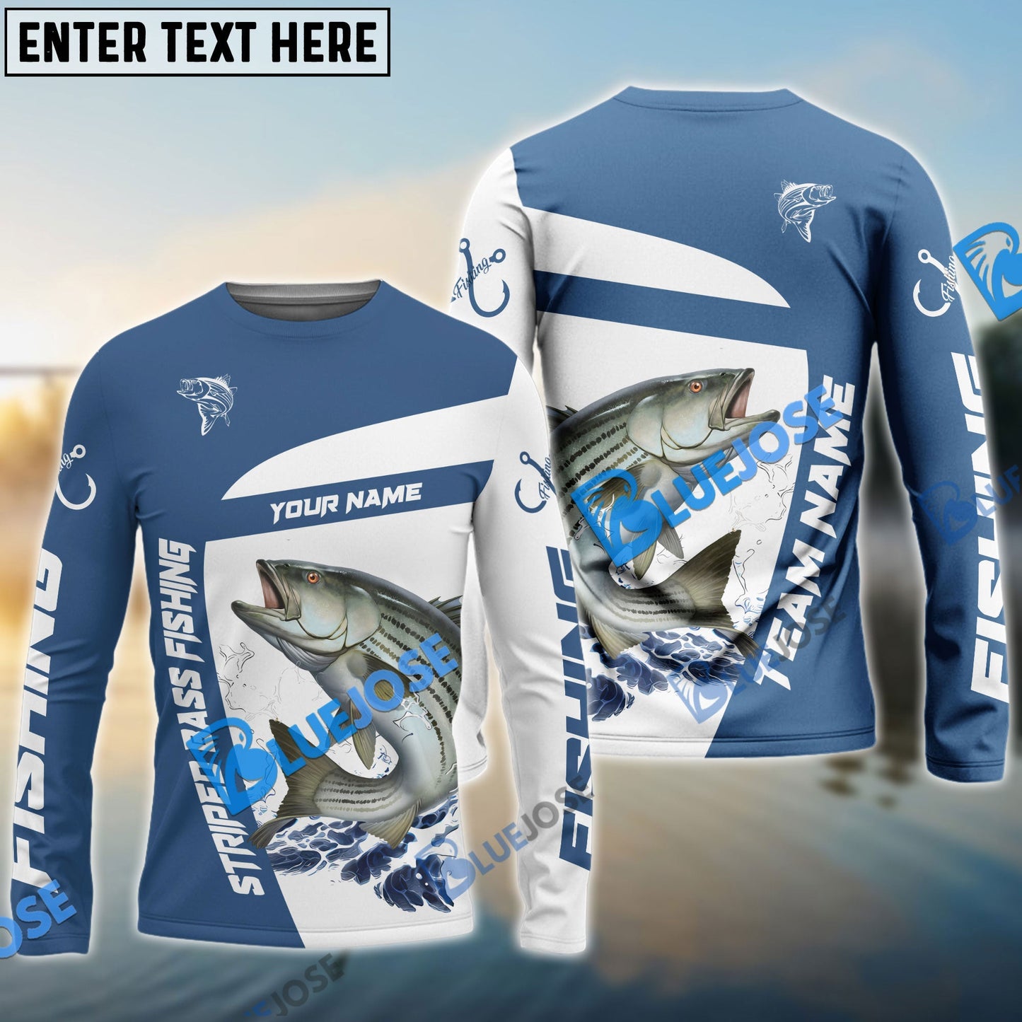Frenzidea Striped Bass Fishing Light Navy Sport Custom Name & Team Name 3D Shirts