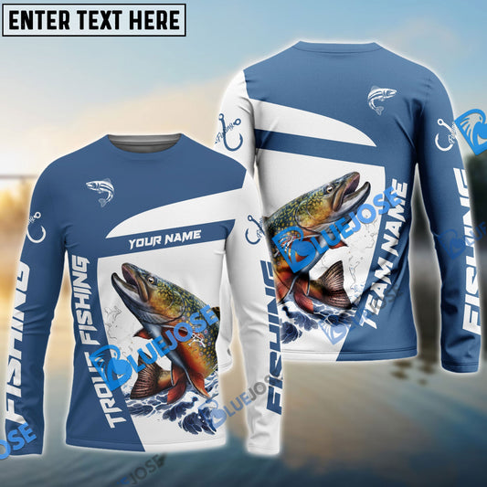 Frenzidea Trout Fishing Light Navy Sport Custom Name & Team Name 3D Shirts