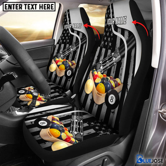 Frenzidea 8 Ball Billiard Flag Personalized Name Car Seat Covers (2Pcs)
