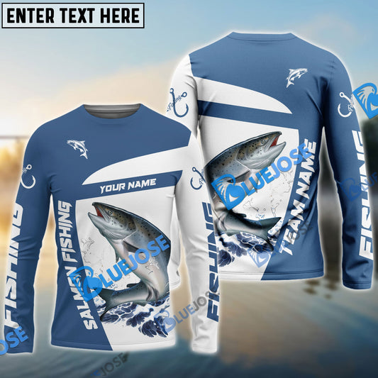 Frenzidea Salmon Fishing Light Navy Sport Custom Name & Team Name 3D Shirts
