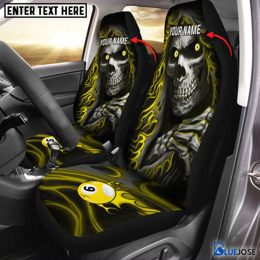 Frenzidea 9 Ball Skull Billiard Personalized Name Car Seat Covers (2Pcs)