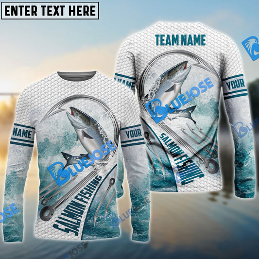 Frenzidea Salmon Fishing White Fin Water Sport Custom Name & Team Name 3D Shirts