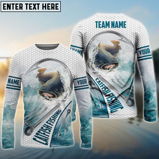 Frenzidea Catfish Fishing White Fin Water Sport Custom Name & Team Name 3D Shirts