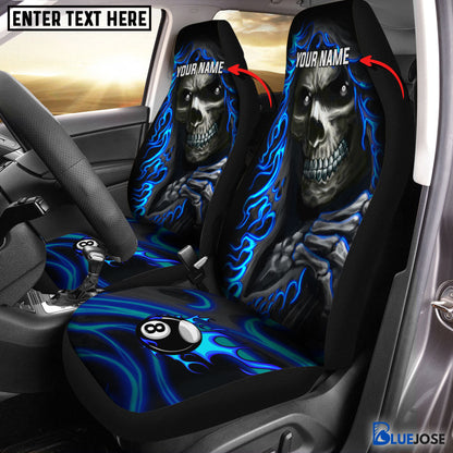 Frenzidea 8 Ball Skull Billiard Personalized Name Car Seat Covers (2Pcs)
