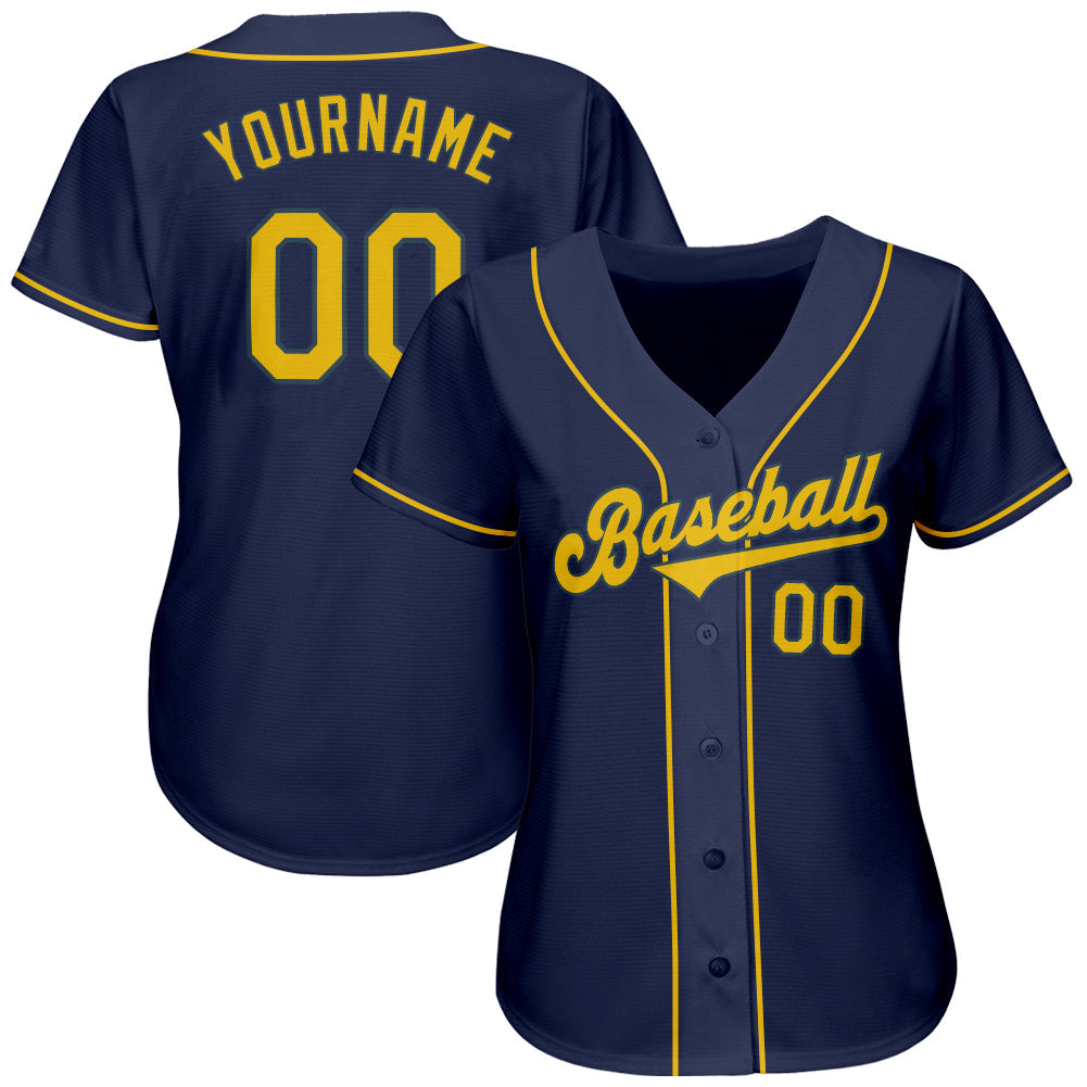 Frenzidea Custom Navy Gold Authentic Baseball Jersey