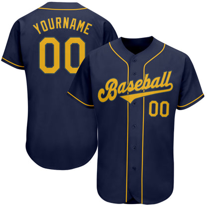 Frenzidea Custom Navy Gold Authentic Baseball Jersey