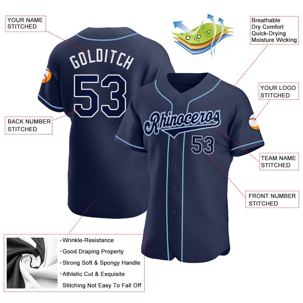 Frenzidea Custom Navy Navy-Powder Blue Authentic Baseball Jersey