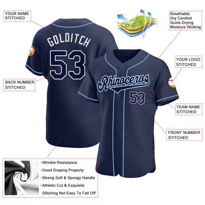 Frenzidea Custom Navy Navy-Powder Blue Authentic Baseball Jersey