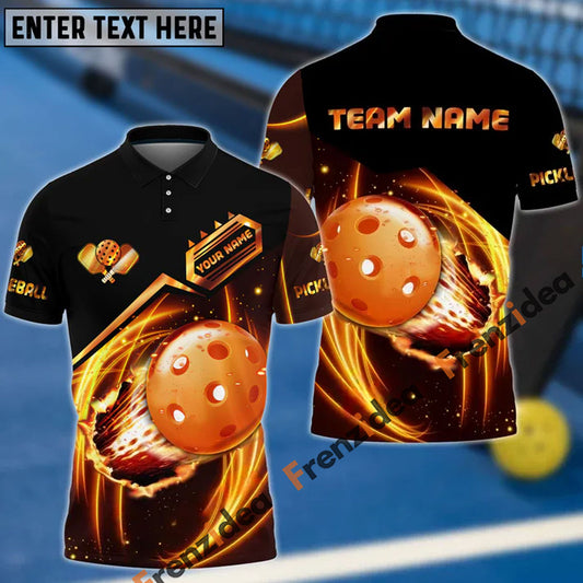 Frenzidea Pickleball Fire Bling Personalized Name, Team Name Unisex Shirt