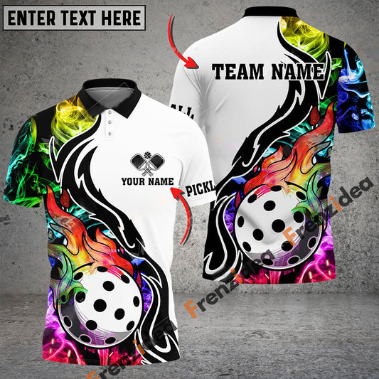 Frenzidea Pickleball Rainbow Smoke 3 Personalized Name, Team Name Unisex Shirt