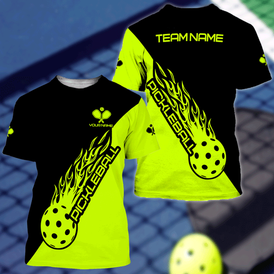 Frenzidea Pickleball Lime Green Personalized Name, Team Name Unisex Shirt